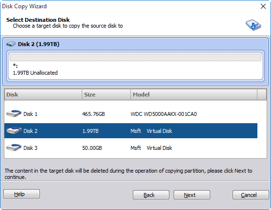 destination disk too small easeus