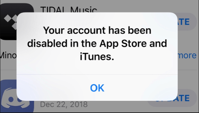 Your Account Has Been Disabled In App Store And Itunes