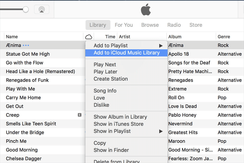 Add to iCloud Music Library