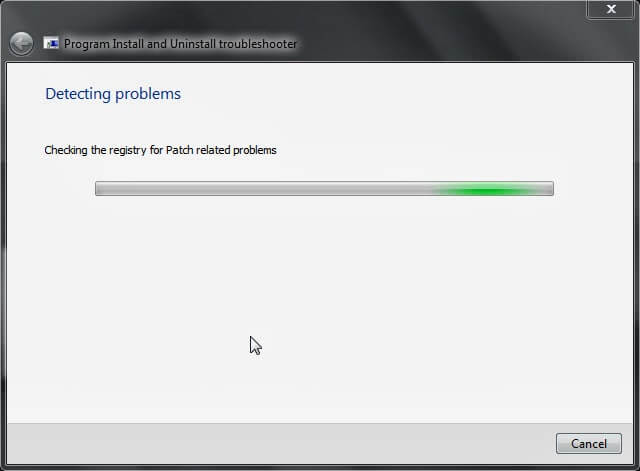 Windows Troubleshooter Detecting Problems